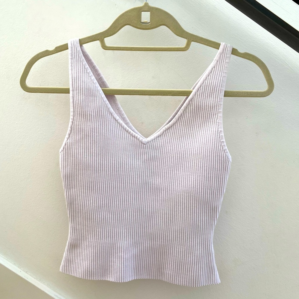 Aritzia Babaton Sculpt Knit V-Neck Tank in Halo Pink